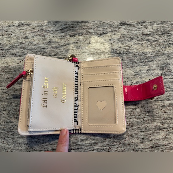 Juicy Couture like new pink wallet with key chain, card slots, and zipper pouch. - Picture 3 of 4